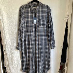Flannel button down midi dress